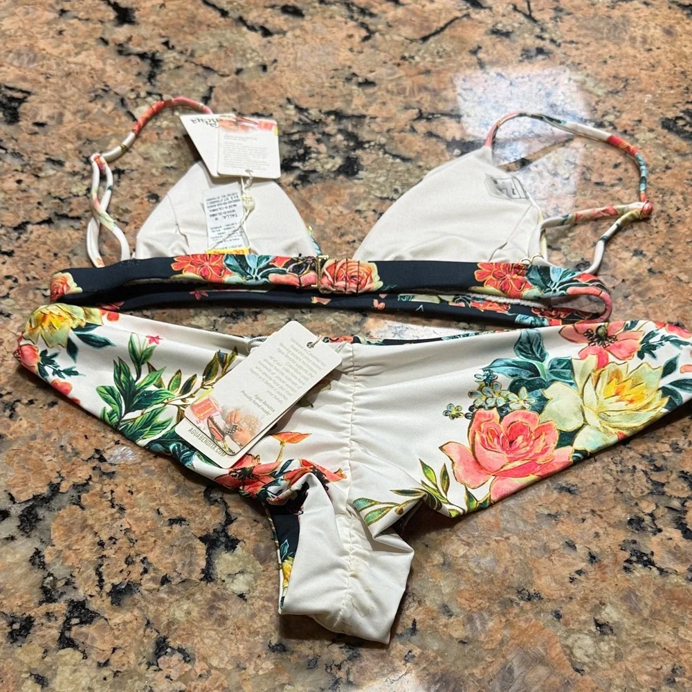 Agua Bendita beaded Agua Gypsy Lola Floral Bikini NWT